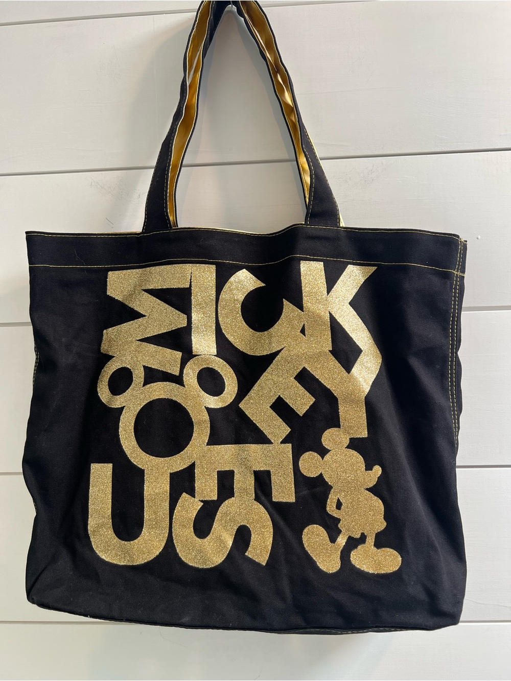 Disney Parks canvas tote bag Mickey Mouse Gold trim - Travel Disney World